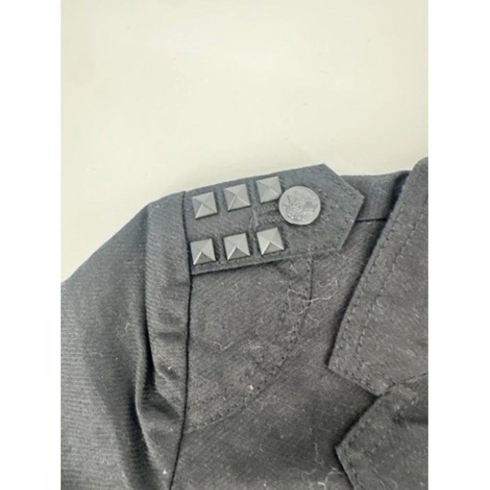 Guess Military Jacket Kids S 4 Black Studded Epaulette Linen‎ Blend Jacket Read